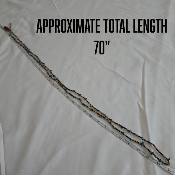 Handmade Wood & Turquoise Beaded Belt 70" - Picture 8 of 8